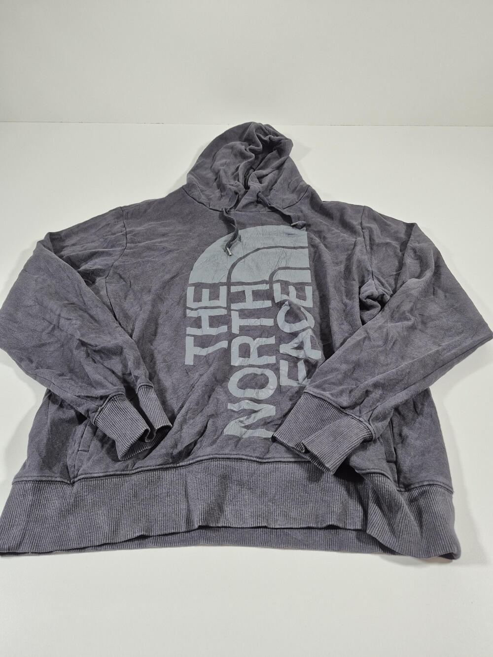 The North Face Hoodie Mens Large Gray Jersey Pullover Big Logo Sweatshirt